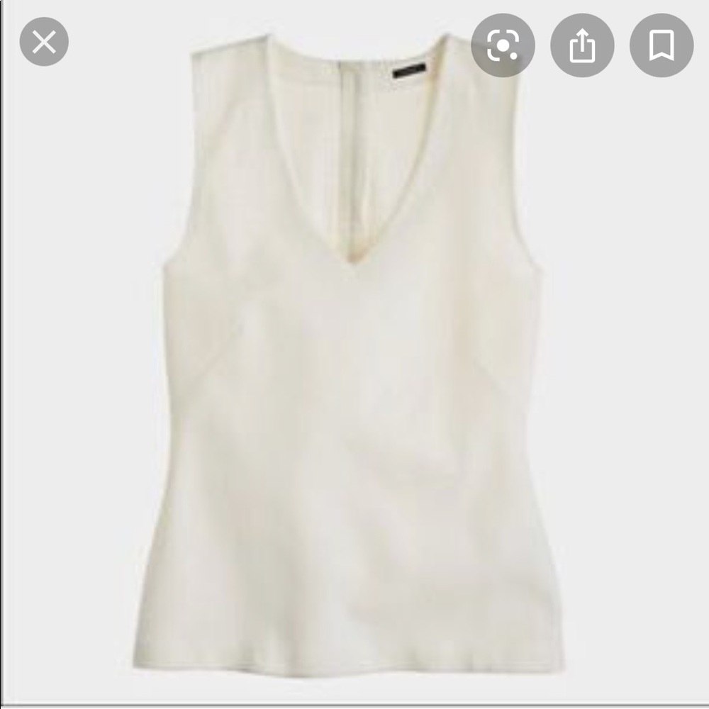 J. Crew White Structured V Neck Shell Tank